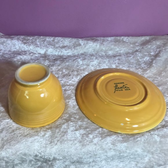Genuine Fiesta Vintage Yellow Mug with Matching Saucer GUC Retro Kitchen Tea Cup - Picture 7 of 12